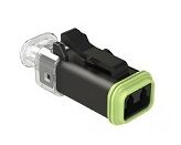 Thermoplastic DIP Connector with black housing and various terminal types suitable for in temperature ranges minus 40 to plus 85 degrees Celsius